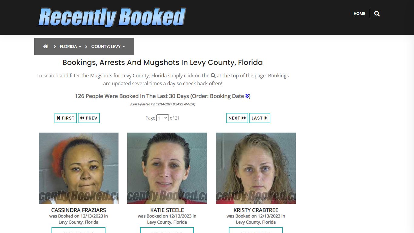 Recent bookings, Arrests, Mugshots in Levy County, Florida